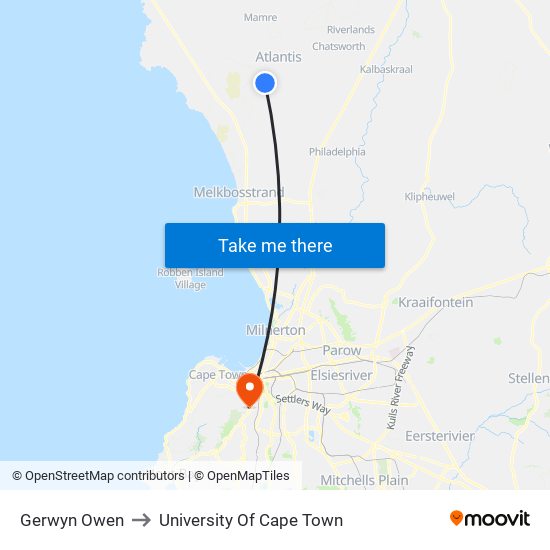 Gerwyn Owen to University Of Cape Town map