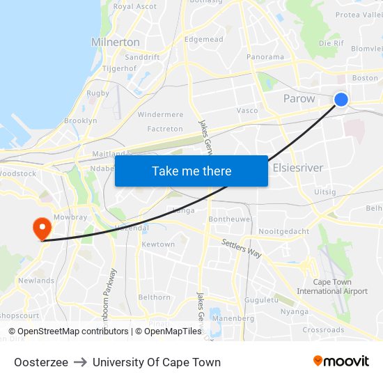 Oosterzee to University Of Cape Town map