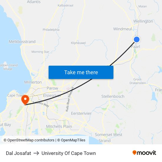 Dal Josafat to University Of Cape Town map