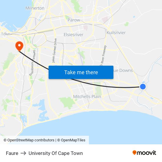 Faure to University Of Cape Town map