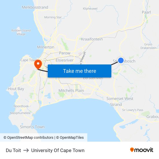 Du Toit to University Of Cape Town map