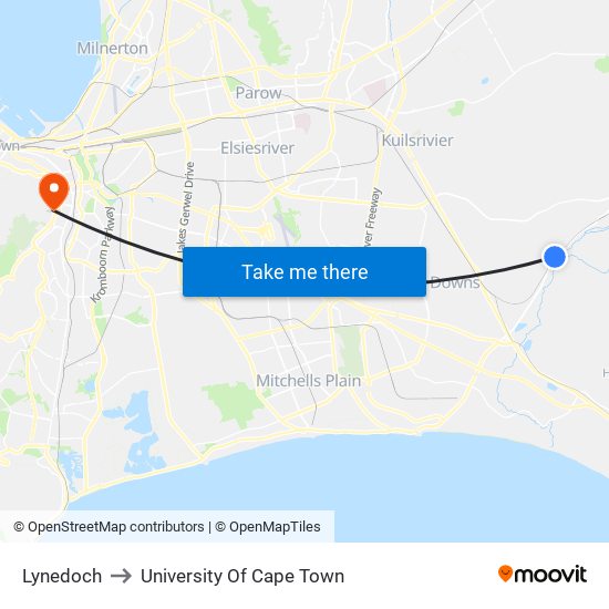 Lynedoch to University Of Cape Town map