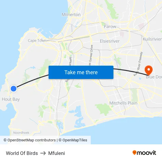 World Of Birds to Mfuleni map