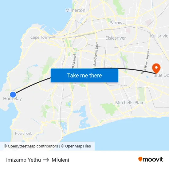 Imizamo Yethu to Mfuleni map