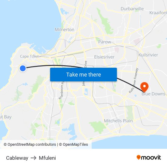 Cableway to Mfuleni map