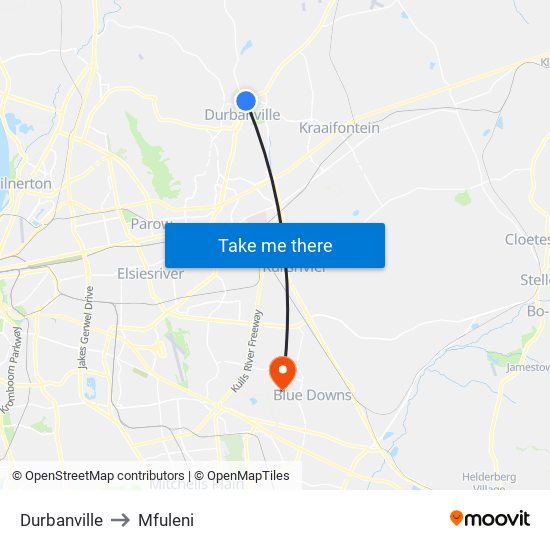 Durbanville to Mfuleni map