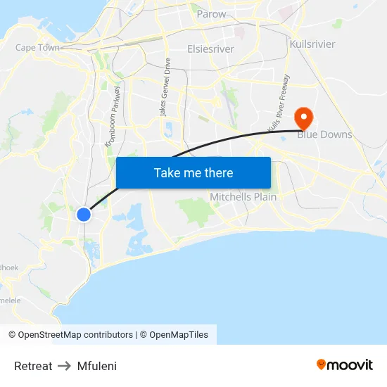 Retreat to Mfuleni map