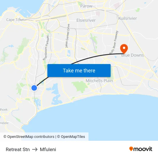 Retreat Stn to Mfuleni map