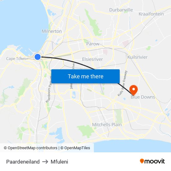 Paardeneiland to Mfuleni map