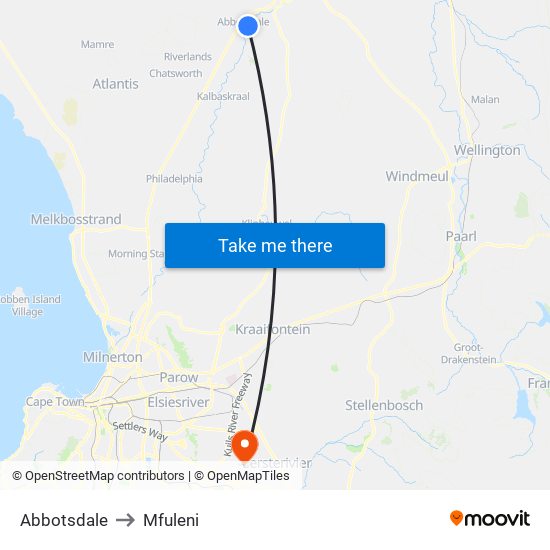 Abbotsdale to Mfuleni map