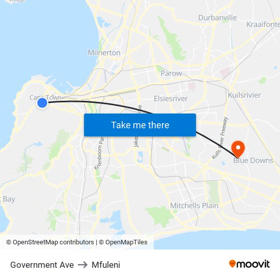 Government Ave to Mfuleni map