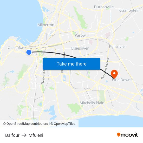 Balfour to Mfuleni map