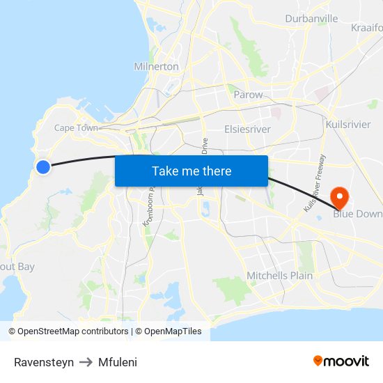 Ravensteyn to Mfuleni map