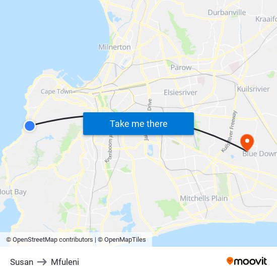 Susan to Mfuleni map
