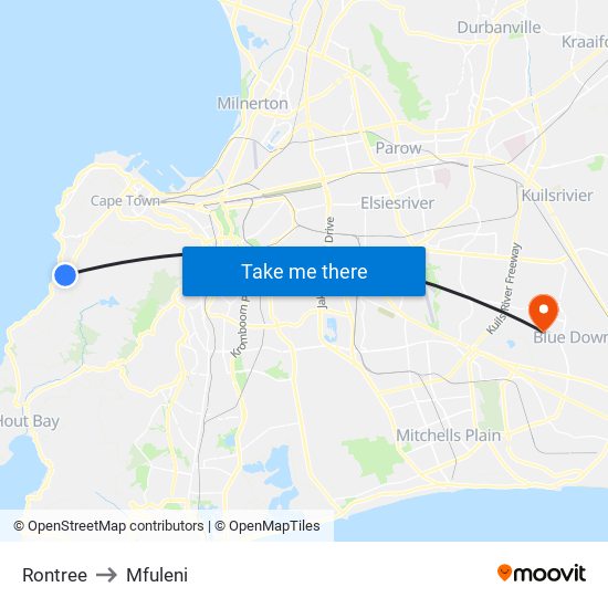 Rontree to Mfuleni map