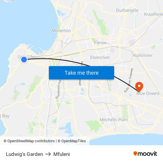 Ludwig's Garden to Mfuleni map