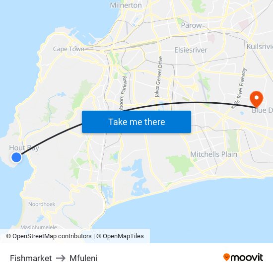 Fishmarket to Mfuleni map