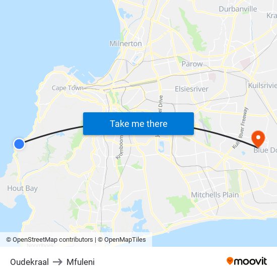 Oudekraal to Mfuleni map