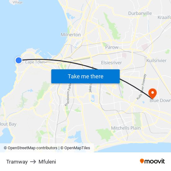 Tramway to Mfuleni map