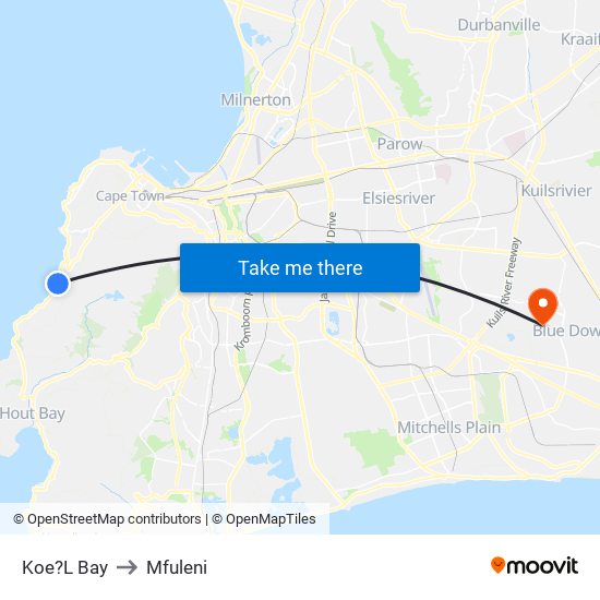 Koe?L Bay to Mfuleni map