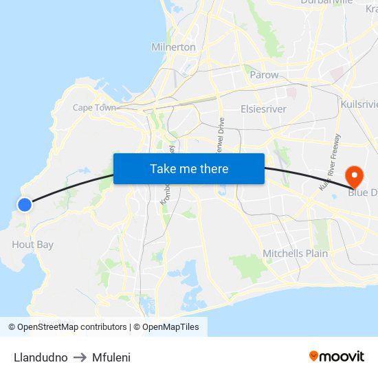 Llandudno to Mfuleni map