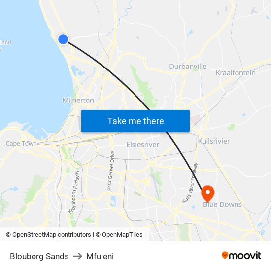 Blouberg Sands to Mfuleni map