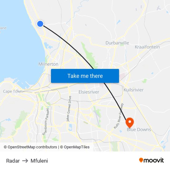 Radar to Mfuleni map