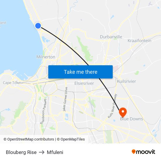 Blouberg Rise to Mfuleni map