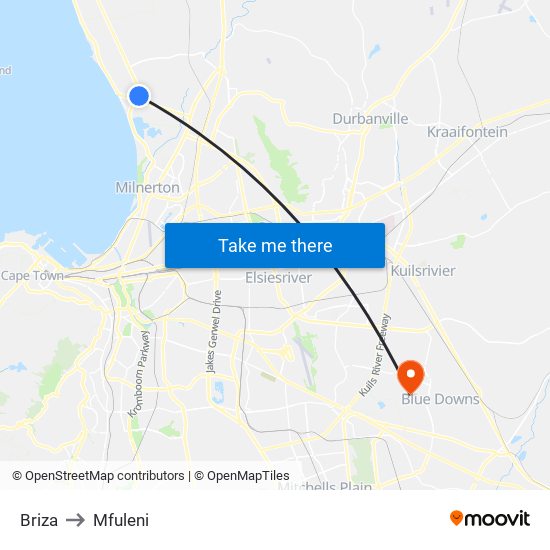 Briza to Mfuleni map