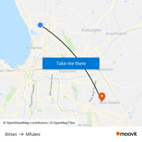 Bitten to Mfuleni map