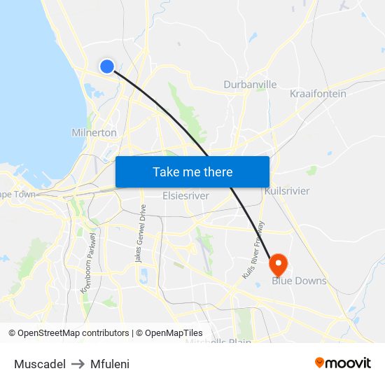 Muscadel to Mfuleni map