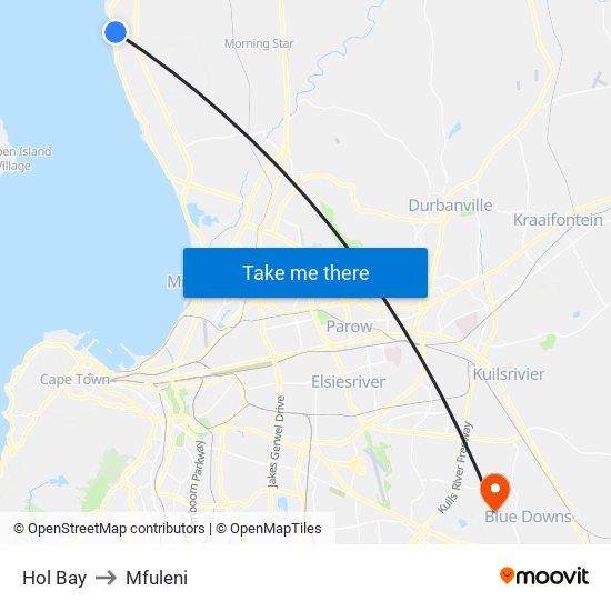 Hol Bay to Mfuleni map