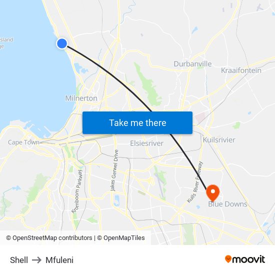 Shell to Mfuleni map