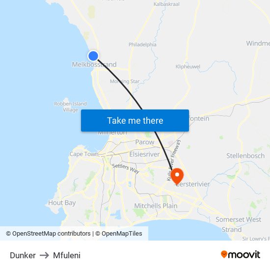 Dunker to Mfuleni map