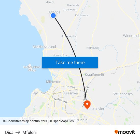Disa to Mfuleni map