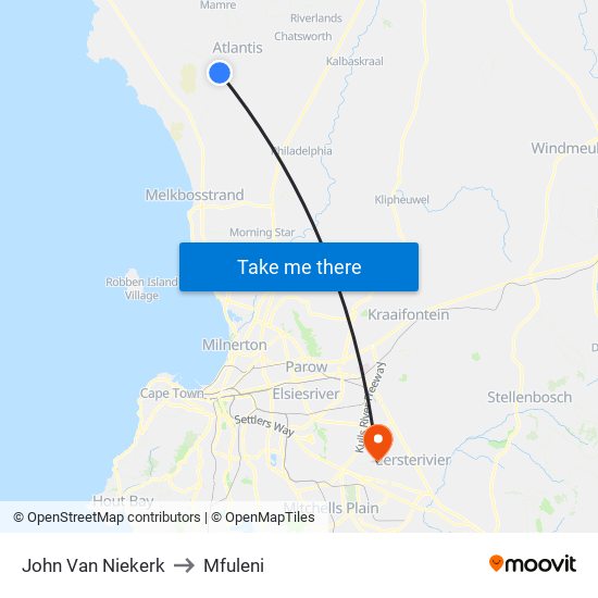 John Van Niekerk to Mfuleni map