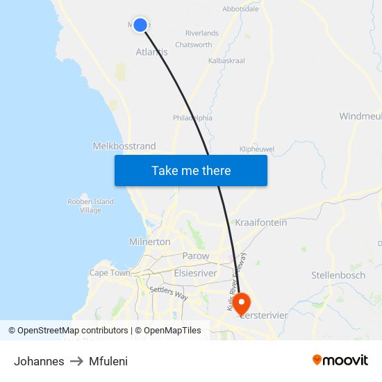 Johannes to Mfuleni map