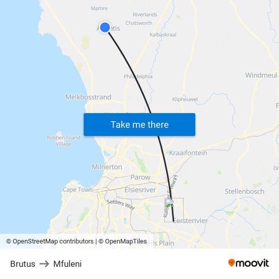 Brutus to Mfuleni map