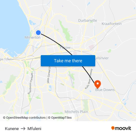 Kunene to Mfuleni map