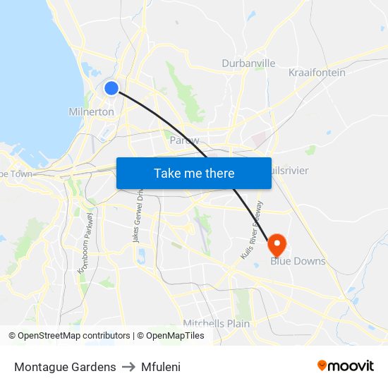 Montague Gardens to Mfuleni map