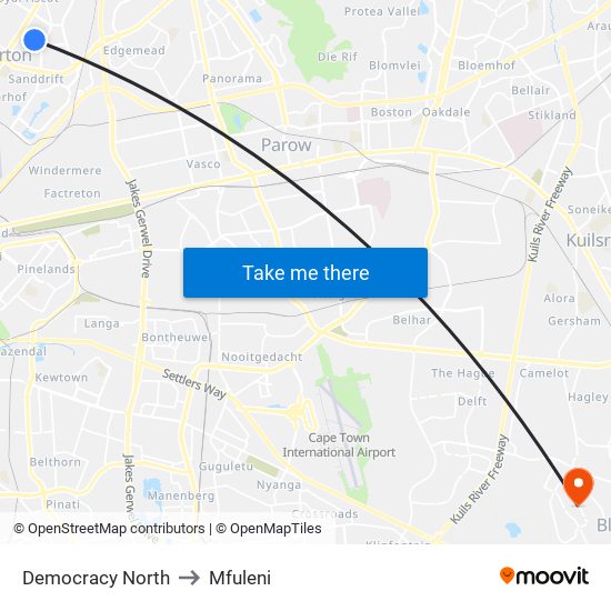 Democracy North to Mfuleni map