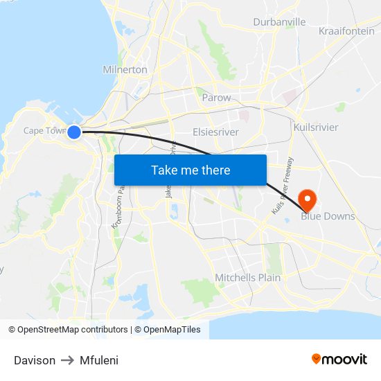 Davison to Mfuleni map