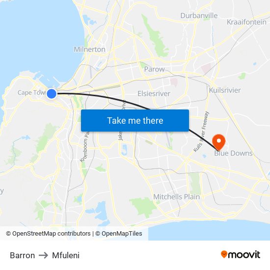 Barron to Mfuleni map