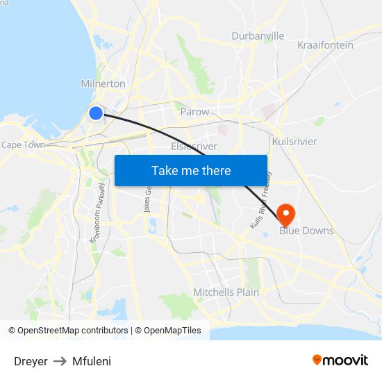 Dreyer to Mfuleni map