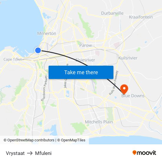 Vrystaat to Mfuleni map