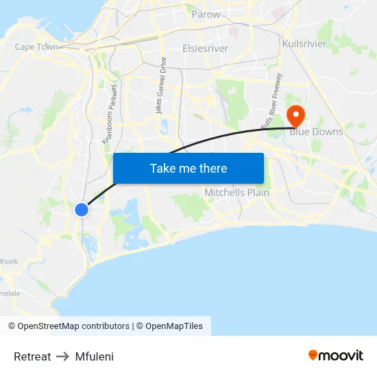 Retreat to Mfuleni map