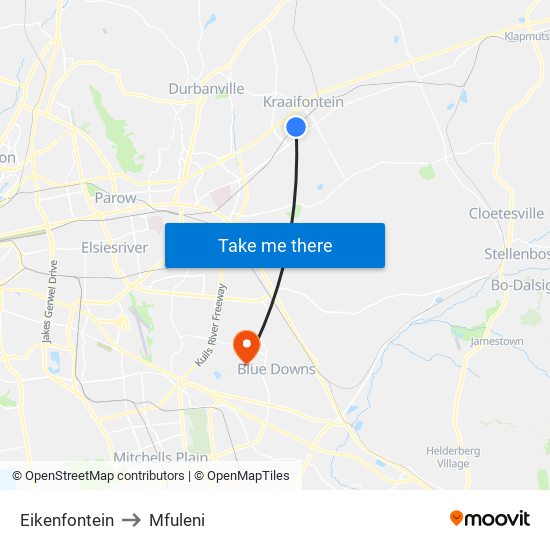 Eikenfontein to Mfuleni map