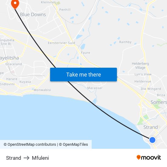 Strand to Mfuleni map
