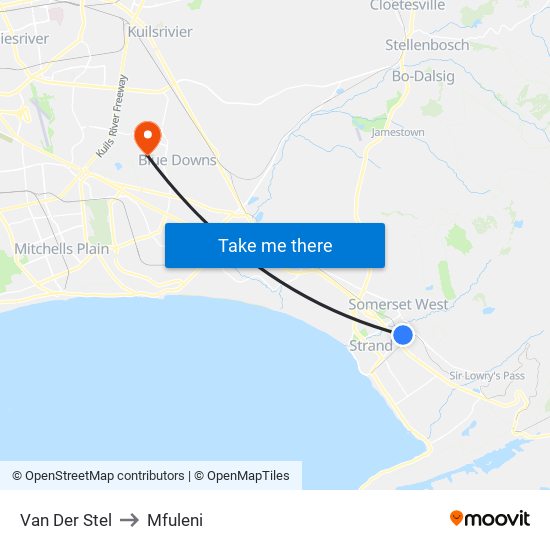 Van Der Stel to Mfuleni map