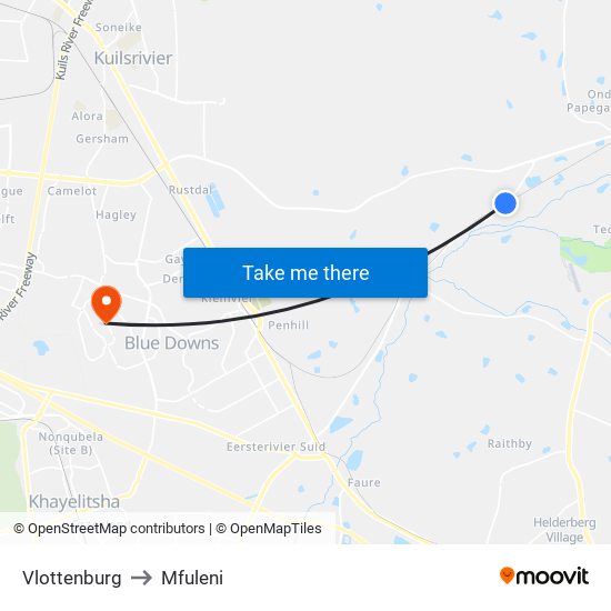 Vlottenburg to Mfuleni map